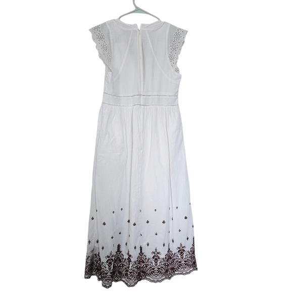 NWT J. Crew Point Sur white and burgundy embroidered midi dress size 6 flaw - Picture 3 of 10